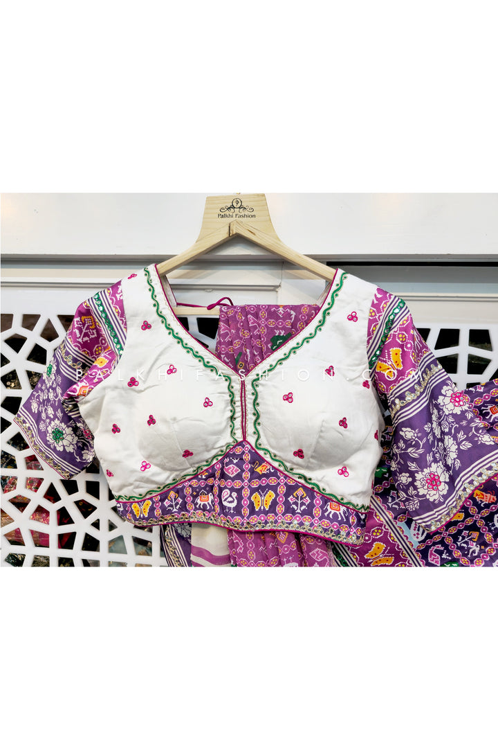 Light Purple Soft Silk Navratri Chaniya Choli With Patola Designs - Palkhi Fashion