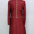 Maroon Pure Silk Black Indo-Western With Embroidery Work 