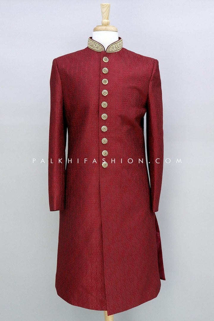 Maroon Pure Silk Black Indo-Western With Embroidery Work - Palkhi Fashion