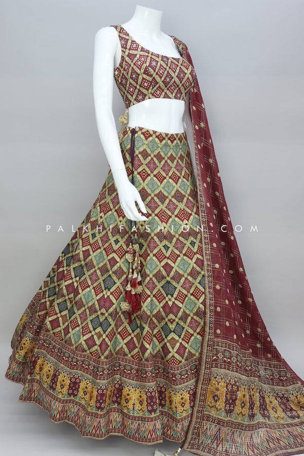 Maroon Soft Silk Embroidery Work Lehenga Choli - Palkhi Fashion