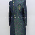 Modern Blue/Green Pure Silk Indo-Western With Appealing Work 