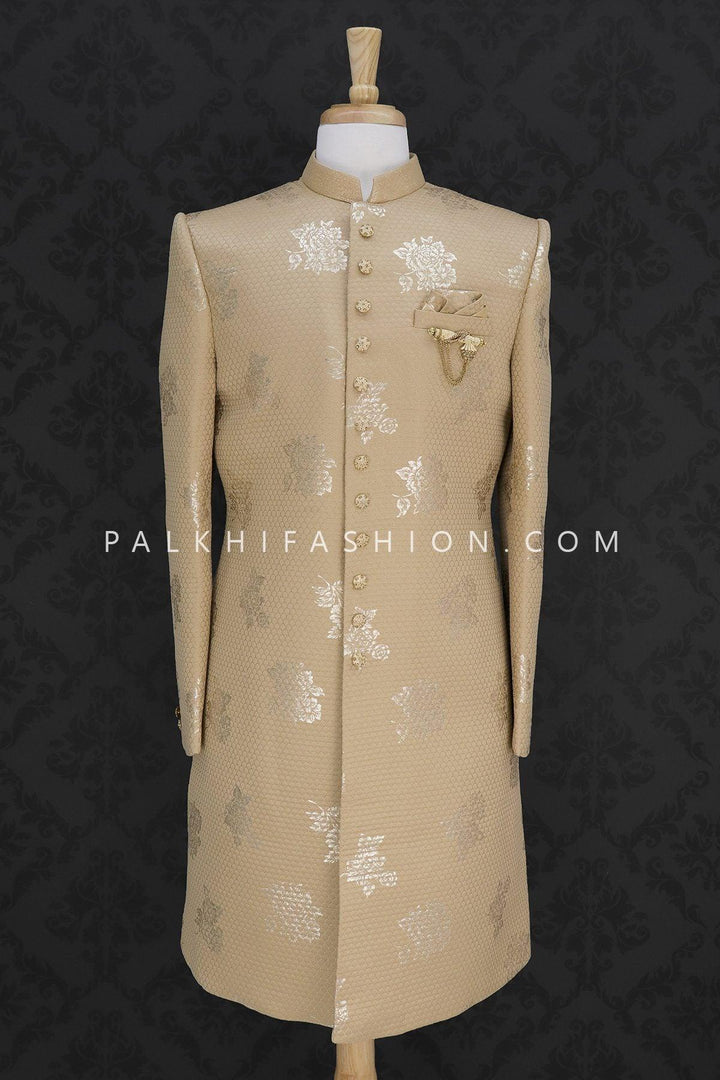 Modern Look Beige Silk Indo-Western-Palkhi Fashion - Palkhi Fashion