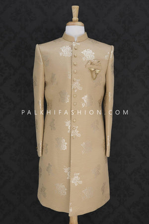 Modern Look Beige Silk Indo-Western-Palkhi Fashion 