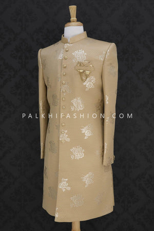 Modern Look Beige Silk Indo-Western-Palkhi Fashion 