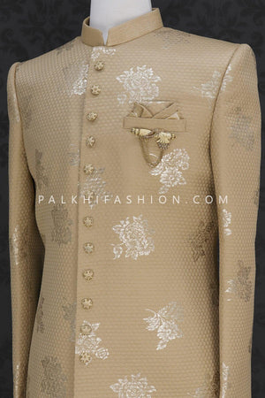 Modern Look Beige Silk Indo-Western-Palkhi Fashion 