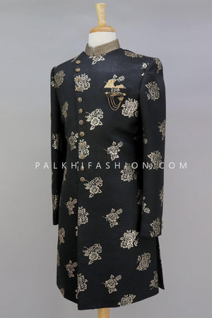 Modern Look Black Silk Indo-Western-Palkhi Fashion 