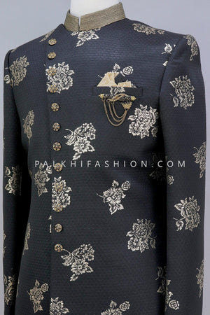 Modern Look Black Silk Indo-Western-Palkhi Fashion 