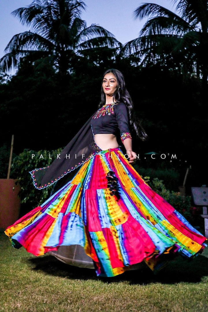 Multi Color Tie-Dye Designer Navratri Chaniya Choli - Palkhi Fashion