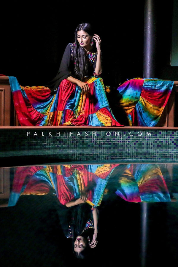 Multi Color Tie-Dye Designer Navratri Chaniya Choli - Palkhi Fashion