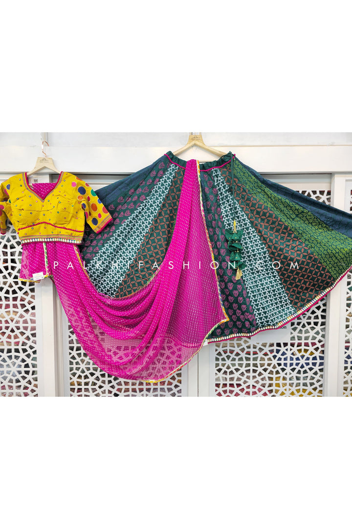 Multicolor Navratri Chaniya Choli With Fusion Prints - Palkhi Fashion
