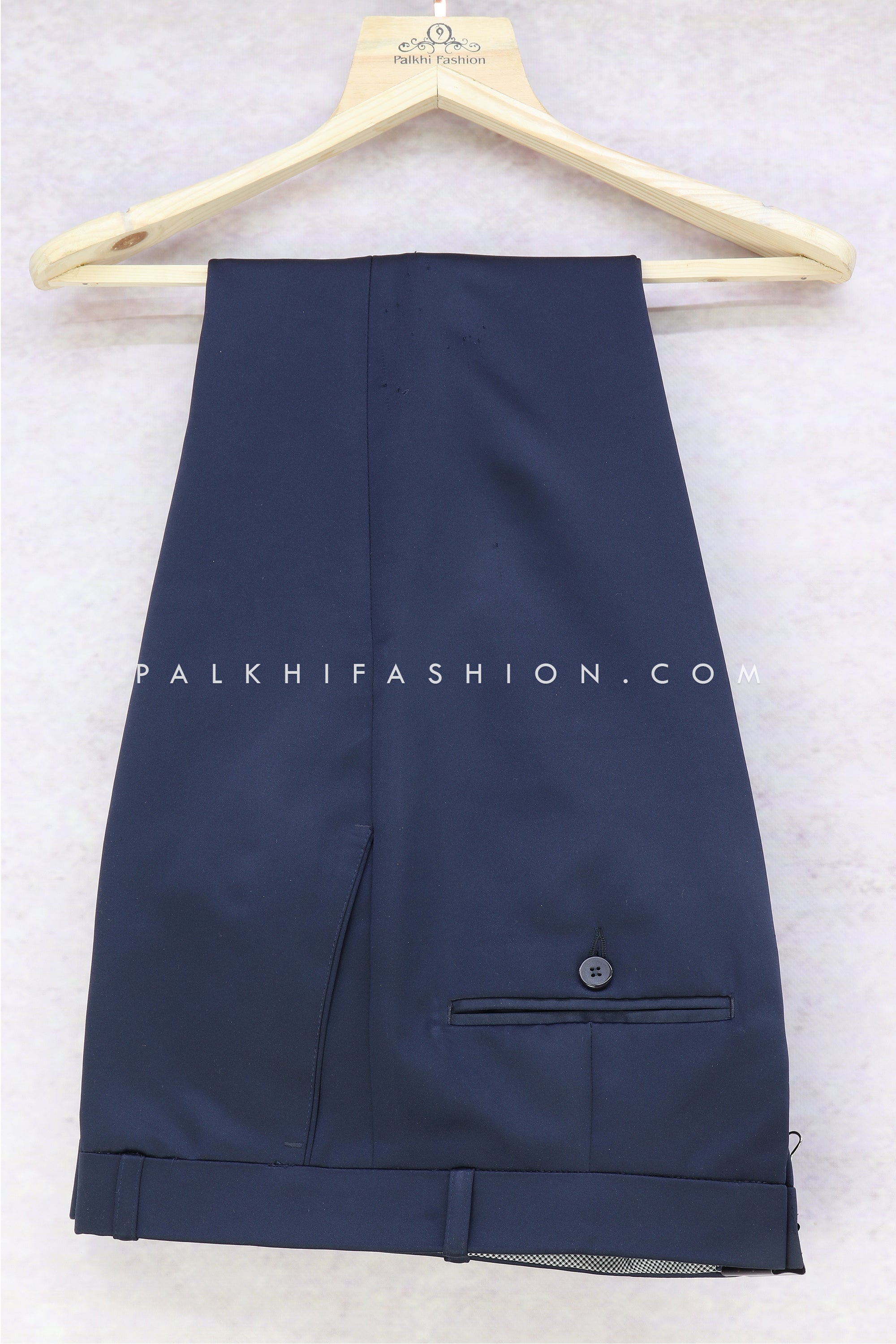 Navy Blue Pure Silk Jodhpuri Suit With Classic Embroidery - Palkhi Fashion