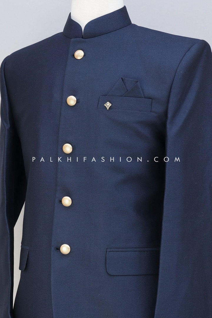 Navy Blue Soft Silk Jodhpuri Suit From Palkhi Fashion - Palkhi Fashion