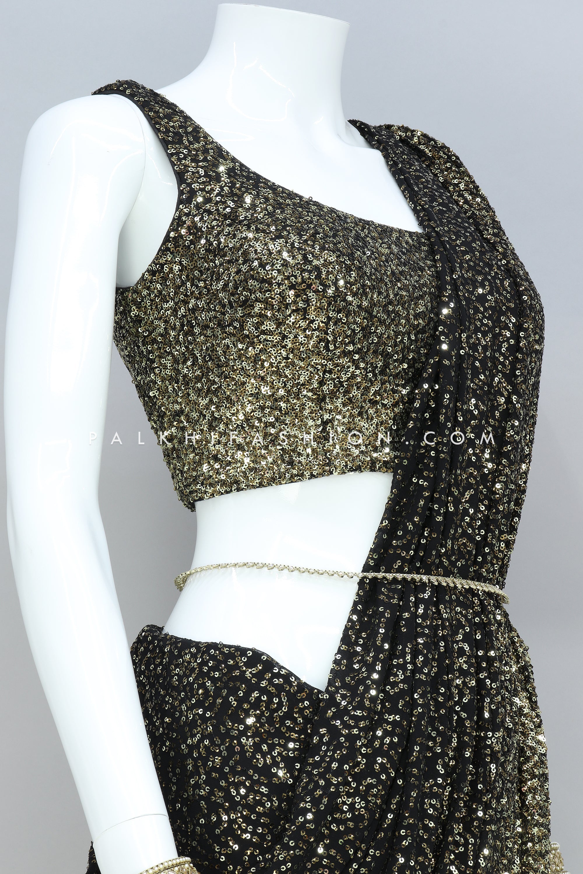 Readymade Saree Blouse, Ready to Wear Black Sequin Sari Blouse, Readymade  Blouse