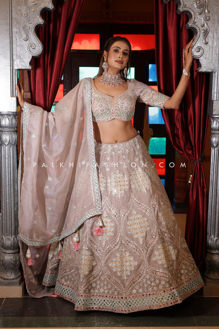 Stunning Blush Mauve Indian Designer Lehenga Choli - Palkhi Fashion