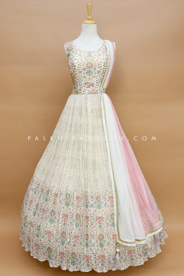 Stunning White Indian Designer Outfit With Elegant Work - Palkhi Fashion