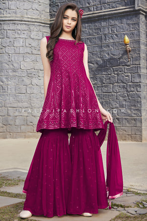 Tempting Deep Magenta Color Palazzo Outfit - Palkhi Fashion